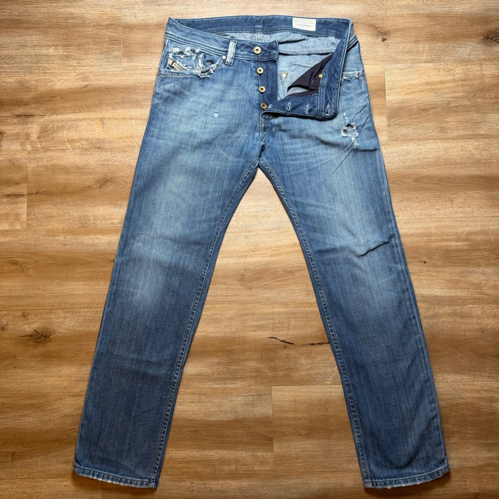 Diesel Darron Jeans Mens‎ 32x32 Blue Distressed Slim Tapered Button Fly 008RQ